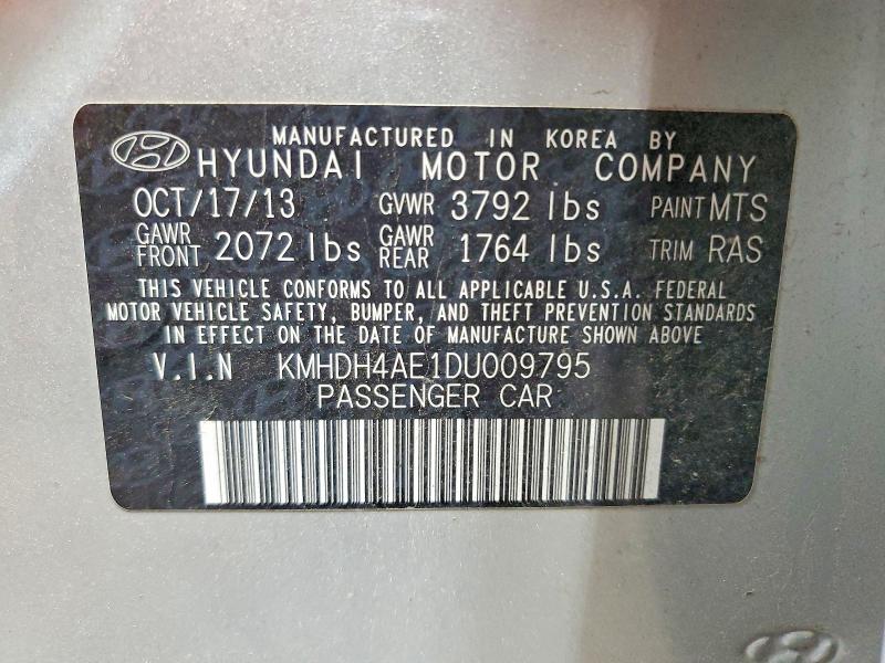 Продаж на аукціоні авто 2013 Hyundai Elantra, vin: KMHDH4AE1DU009795, номер лоту: 64335246