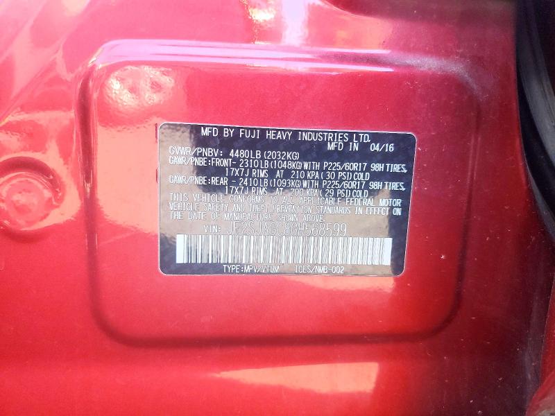 2016 Subaru Forester მანქანა იყიდება აუქციონზე, vin: JF2SJAGC8GH568599, აუქციონის ნომერი: 65046796
