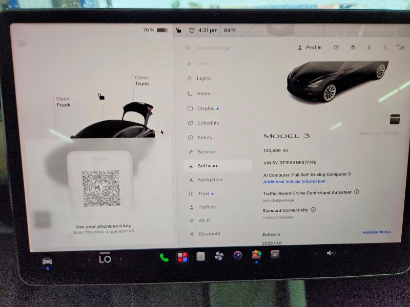 2022 Tesla Model 3 მანქანა იყიდება აუქციონზე, vin: 5YJ3E1EAXNF371746, აუქციონის ნომერი: 65464206