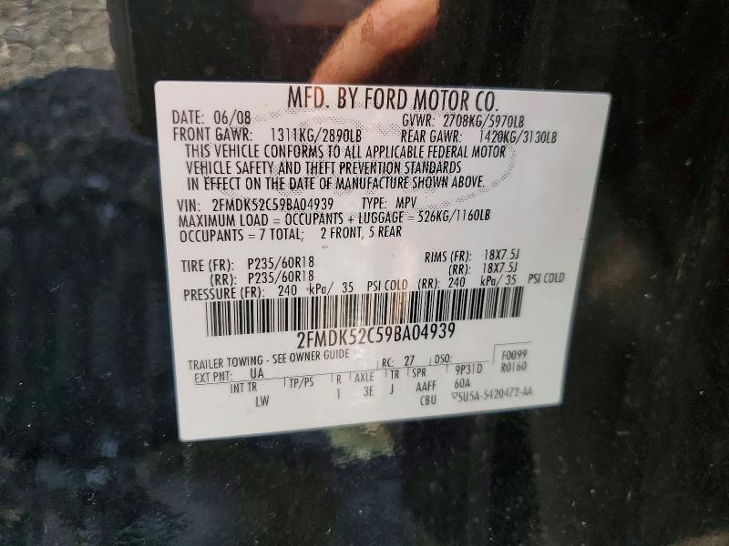 2009 Ford Flex მანქანა იყიდება აუქციონზე, vin: 2FMDK52C59BA04939, აუქციონის ნომერი: 64947206