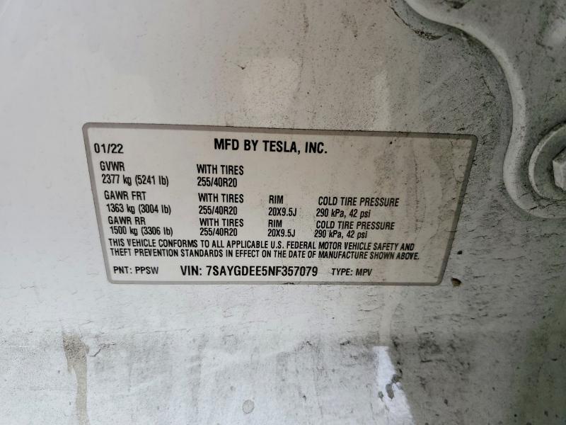 Aukcja sprzedaży 2022 Tesla Model Y, vin: 7SAYGDEE5NF357079, numer aukcji: 66709746