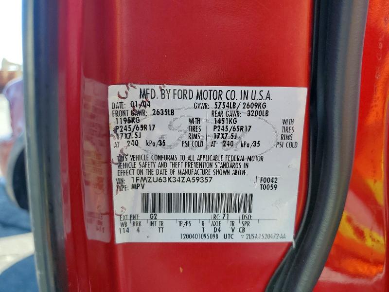 Продаж на аукціоні авто 2004 Ford Explorer, vin: 1FMZU63K34ZA59357, номер лоту: 67076916
