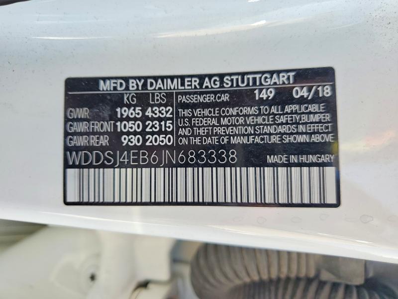 65029996 :رقم المزاد ، WDDSJ4EB6JN683338 vin ، 2018 Mercedes-benz Cla مزاد بيع