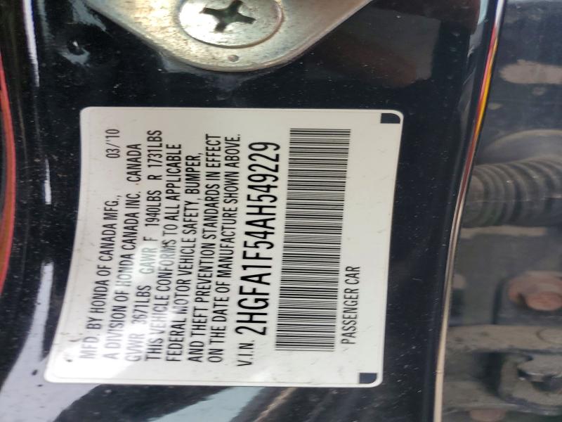 Aukcja sprzedaży 2010 Honda Civic, vin: 2HGFA1F54AH549229, numer aukcji: 64892746