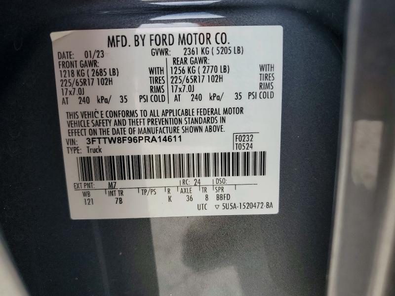 Продаж на аукціоні авто 2023 Ford Maverick, vin: 3FTTW8F96PRA14611, номер лоту: 63493186