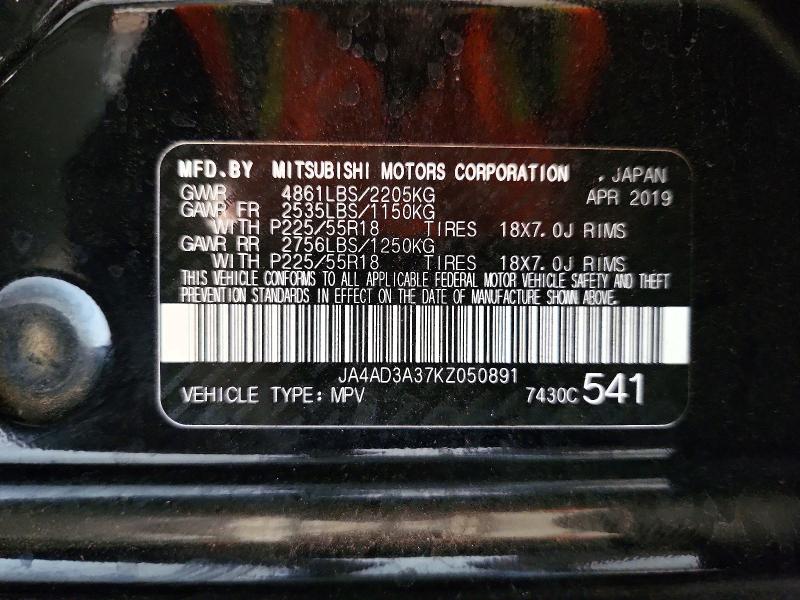 Aukcja sprzedaży 2019 Mitsubishi Outlander, vin: JA4AD3A37KZ050891, numer aukcji: 65456946