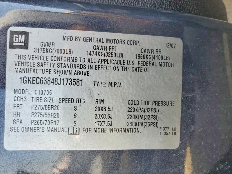 Aukcja sprzedaży 2008 Gmc Yukon, vin: 1GKEC63848J173581, numer aukcji: 63641126