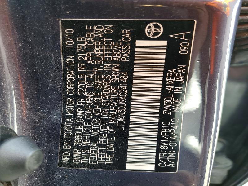64787986 :رقم المزاد ، JTDKN3DU9A0241484 vin ، 2010 Toyota Prius مزاد بيع
