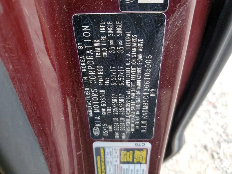 65952356 :رقم المزاد ، KNDMB5C13G6105006 vin ، 2016 Kia Sedona مزاد بيع
