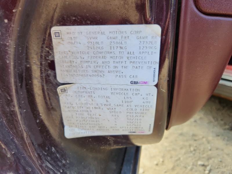 65805626 :رقم المزاد ، 1G4BN52P8SR400562 vin ، 1995 Buick Roadmaster مزاد بيع