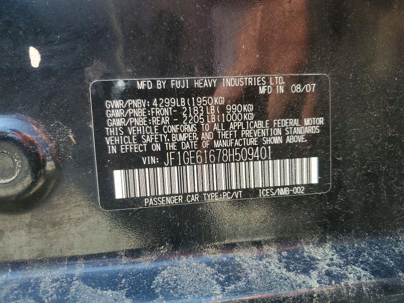 66665446 :رقم المزاد ، JF1GE61678H509401 vin ، 2008 Subaru Impreza مزاد بيع
