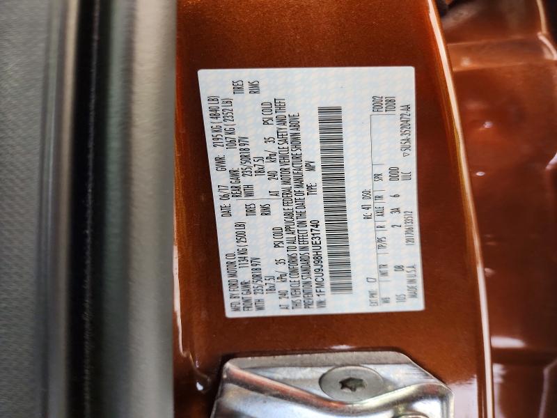 2017 Ford Escape მანქანა იყიდება აუქციონზე, vin: 1FMCU9J98HUE31740, აუქციონის ნომერი: 66004896