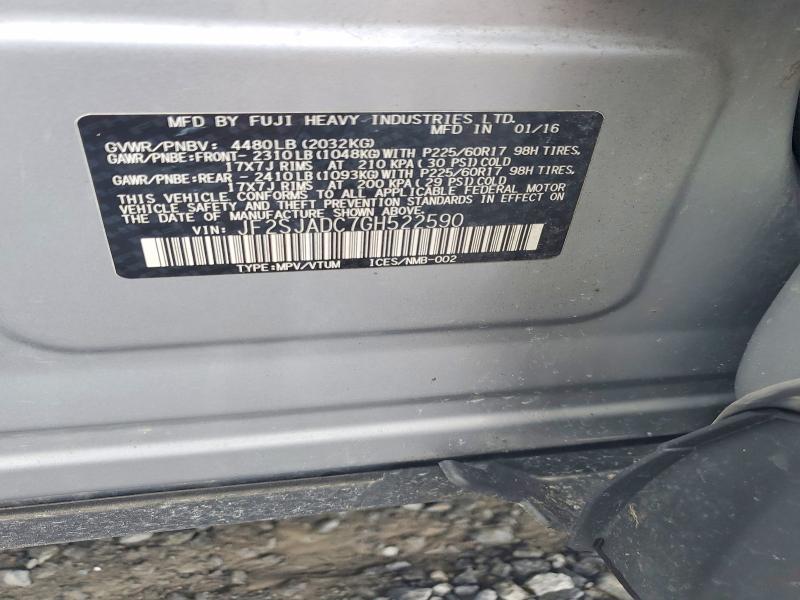 Продажа на аукционе авто 2016 Subaru Forester, vin: JF2SJADC7GH522590, номер лота: 63278096