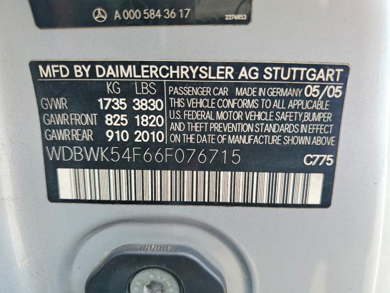 Aukcja sprzedaży 2006 Mercedes-benz Slk, vin: WDBWK54F66F076715, numer aukcji: 65207336