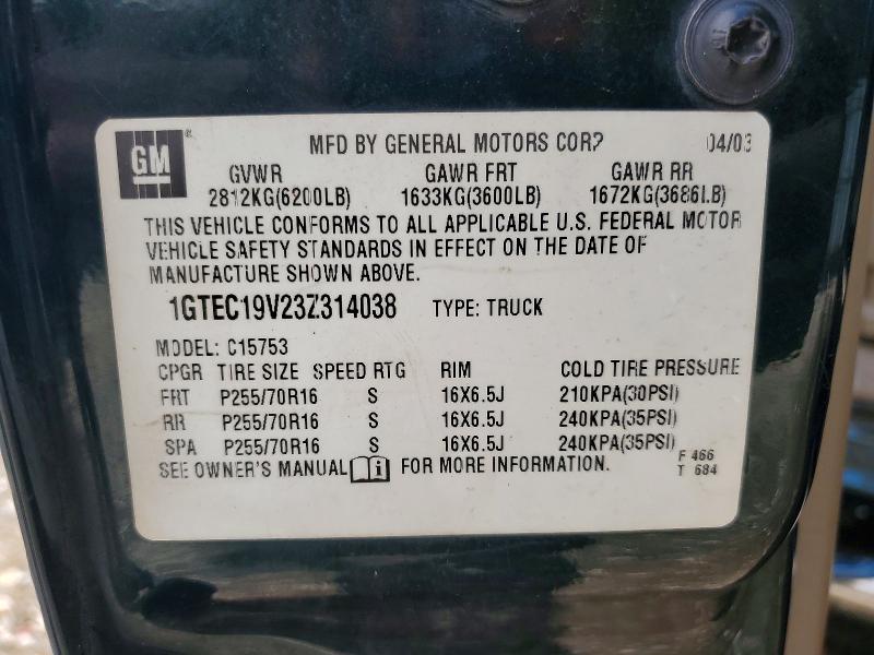 Продаж на аукціоні авто 2003 Gmc New Sierra, vin: 1GTEC19V23Z314038, номер лоту: 63909116