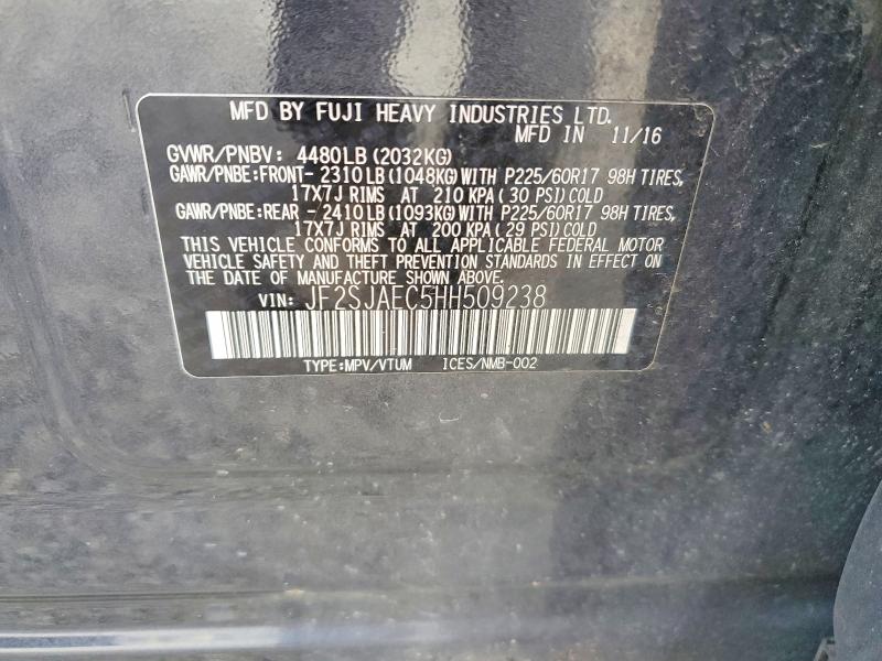 67015586 :رقم المزاد ، JF2SJAEC5HH509238 vin ، 2017 Subaru Forester مزاد بيع