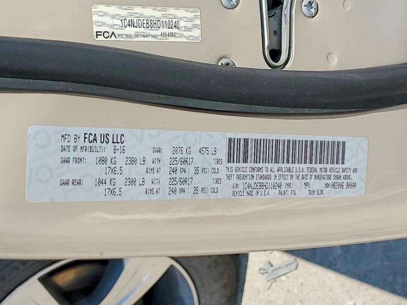 63916656 :رقم المزاد ، 1C4NJDEB8HD110240 vin ، 2017 Jeep Compass مزاد بيع