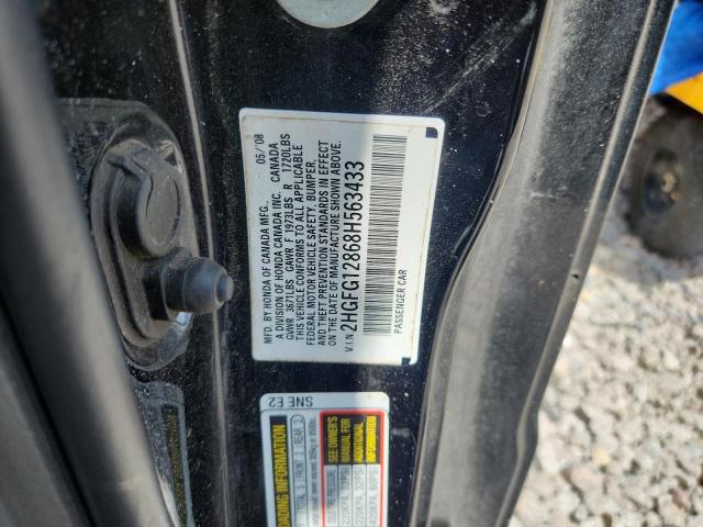 64058656 :رقم المزاد ، 2HGFG12868H563433 vin ، 2008 Honda Civic مزاد بيع