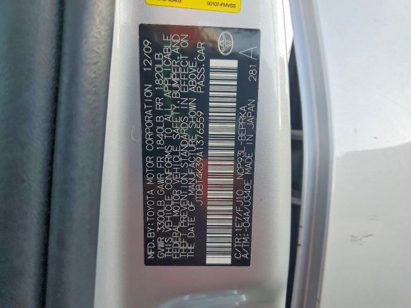 Продаж на аукціоні авто 2010 Toyota Yaris, vin: JTDBT4K39A1376559, номер лоту: 65388526