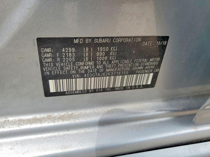 2019 Subaru Impreza მანქანა იყიდება აუქციონზე, vin: 4S3GTAJ62K3716155, აუქციონის ნომერი: 63890326
