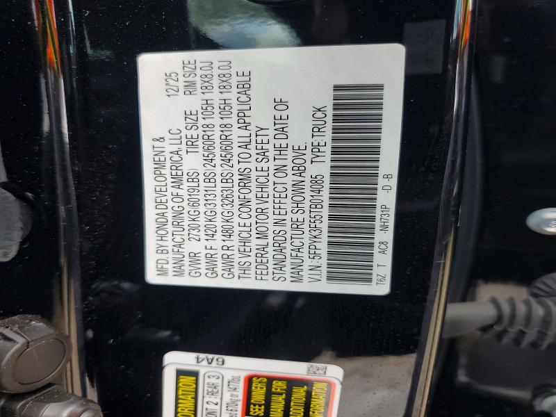 Продаж на аукціоні авто 2026 Honda Ridgeline, vin: 5FPYK3F55TB014085, номер лоту: 63576626