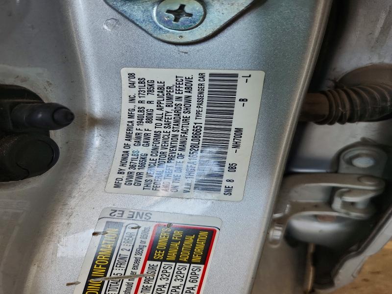 Продаж на аукціоні авто 2008 Honda Civic, vin: 1HGFA16528L086651, номер лоту: 64690136