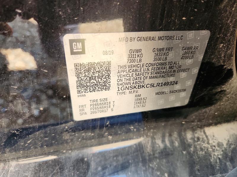 Aukcja sprzedaży 2020 Chevrolet Tahoe, vin: 1GNSKBKC5LR149324, numer aukcji: 64711466