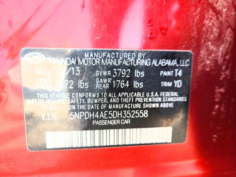 Продаж на аукціоні авто 2013 Hyundai Elantra, vin: 5NPDH4AE5DH352558, номер лоту: 64082756