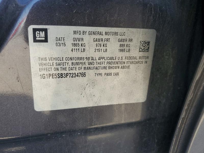 Aukcja sprzedaży 2015 Chevrolet Cruze, vin: 1G1PE5SB3F7234766, numer aukcji: 65542976