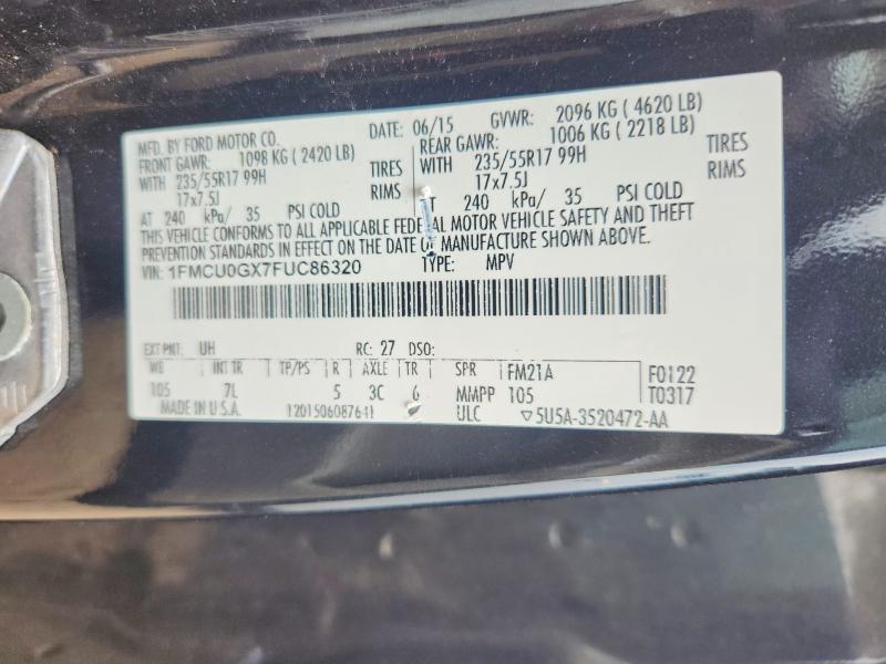 Продаж на аукціоні авто 2015 Ford Escape, vin: 1FMCU0GX7FUC86320, номер лоту: 65753396