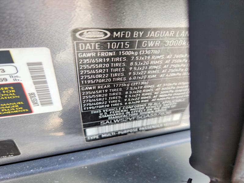 Продаж на аукціоні авто 2016 Land Rover Range Rover Sport, vin: SALWS2VF5GA557836, номер лоту: 66046346