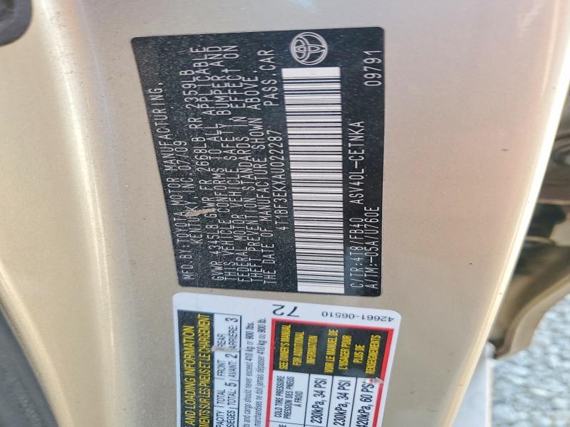 2010 Toyota Camry მანქანა იყიდება აუქციონზე, vin: 4T1BF3EKXAU022287, აუქციონის ნომერი: 64275986