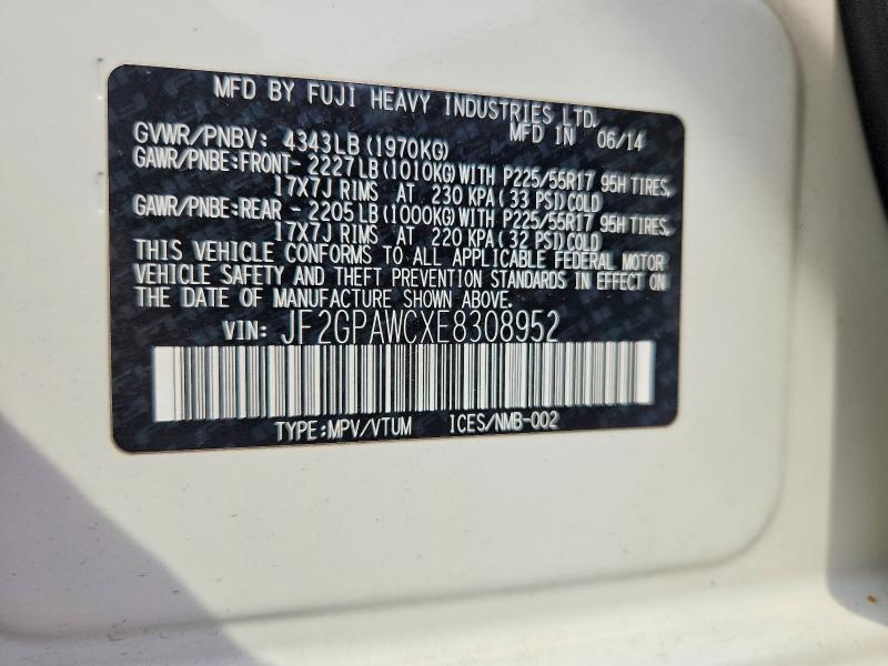 2014 Subaru Xv Crosstrek მანქანა იყიდება აუქციონზე, vin: JF2GPAWCXE8308952, აუქციონის ნომერი: 64668166