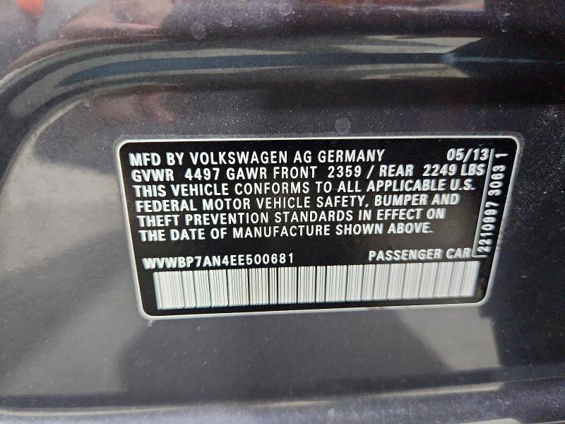 65232906 :رقم المزاد ، WVWBP7AN4EE500681 vin ، 2014 Volkswagen Cc مزاد بيع