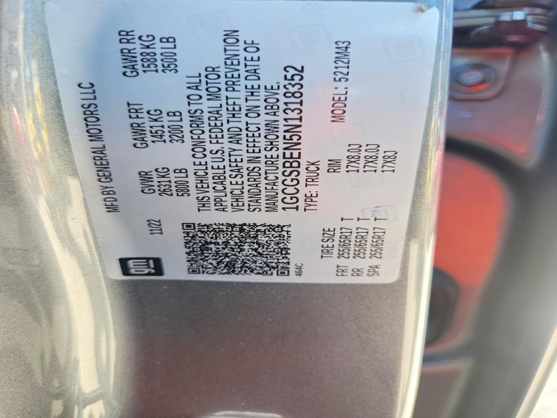 Aukcja sprzedaży 2022 Chevrolet Colorado, vin: 1GCGSBEN5N1318352, numer aukcji: 64761046