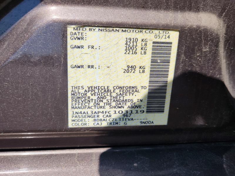 Aukcja sprzedaży 2015 Nissan Altima, vin: 1N4AL3AP4FC103119, numer aukcji: 64137146