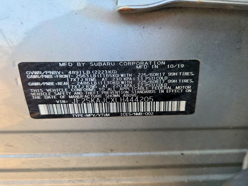 Aukcja sprzedaży 2020 Subaru Forester, vin: JF2SKAJCXLH444205, numer aukcji: 66937306