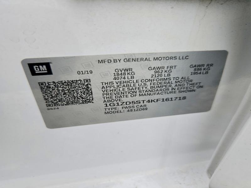 2019 Chevrolet Malibu მანქანა იყიდება აუქციონზე, vin: 1G1ZD5ST4KF161718, აუქციონის ნომერი: 66909126