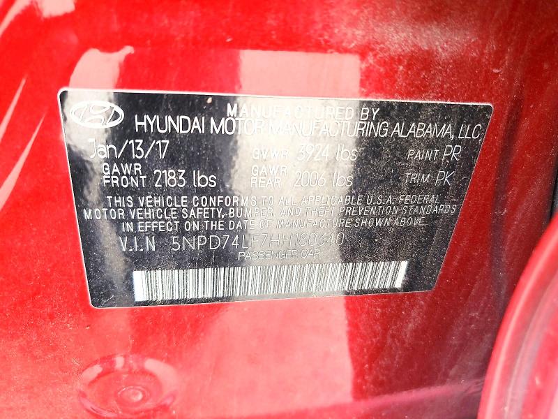 Aukcja sprzedaży 2017 Hyundai Elantra, vin: 5NPD74LF7HH180340, numer aukcji: 66777386