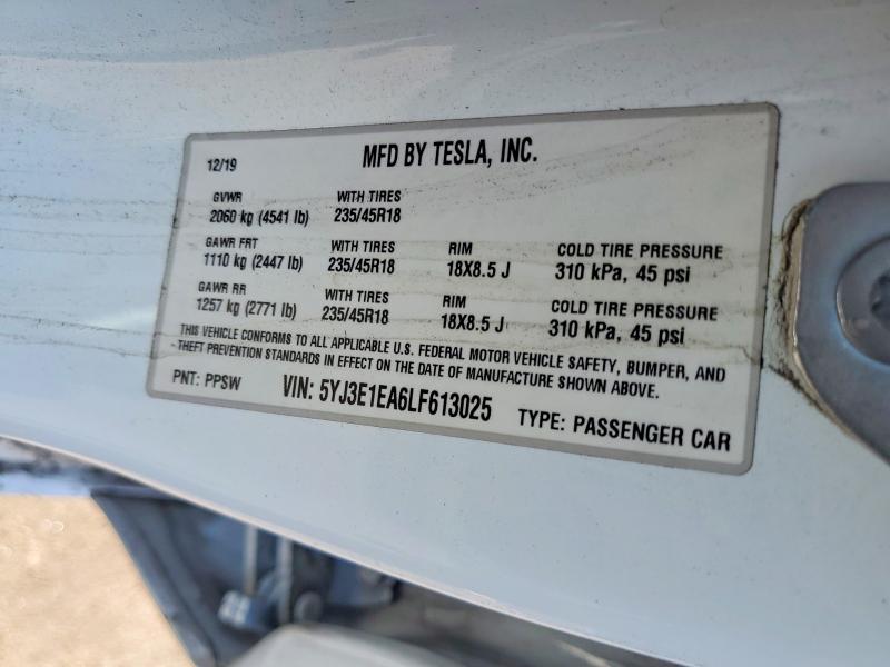 Aukcja sprzedaży 2020 Tesla Model 3, vin: 5YJ3E1EA6LF613025, numer aukcji: 66354666