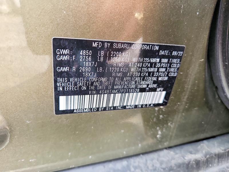 Aukcja sprzedaży 2023 Subaru Outback, vin: 4S4BTAMC7P3118528, numer aukcji: 67209766