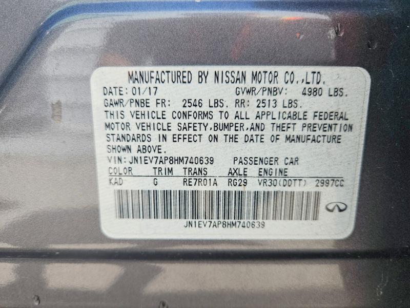 67352826 :رقم المزاد ، JN1EV7AP8HM740639 vin ، 2017 Infiniti Q50 مزاد بيع
