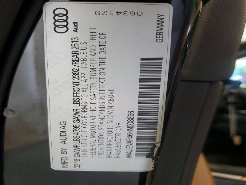 Aukcja sprzedaży 2017 Audi A4, vin: WAUENAF46HN008896, numer aukcji: 65892686
