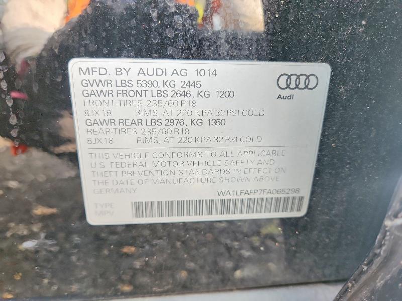 Aukcja sprzedaży 2015 Audi Q5, vin: WA1LFAFP7FA065298, numer aukcji: 64104026