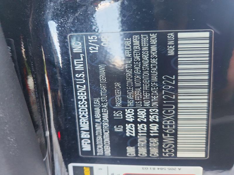 Aukcja sprzedaży 2016 Mercedes-benz C, vin: 55SWF6EBXGU127922, numer aukcji: 65317136