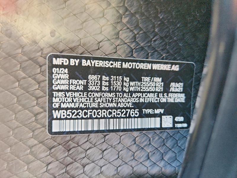 Aukcja sprzedaży 2024 Bmw Ix, vin: WB523CF03RCR52765, numer aukcji: 65013046