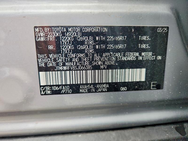 64542966 :رقم المزاد ، JTMRWRFV8SJ066385 vin ، 2025 Toyota Rav4 Hybrid مزاد بيع
