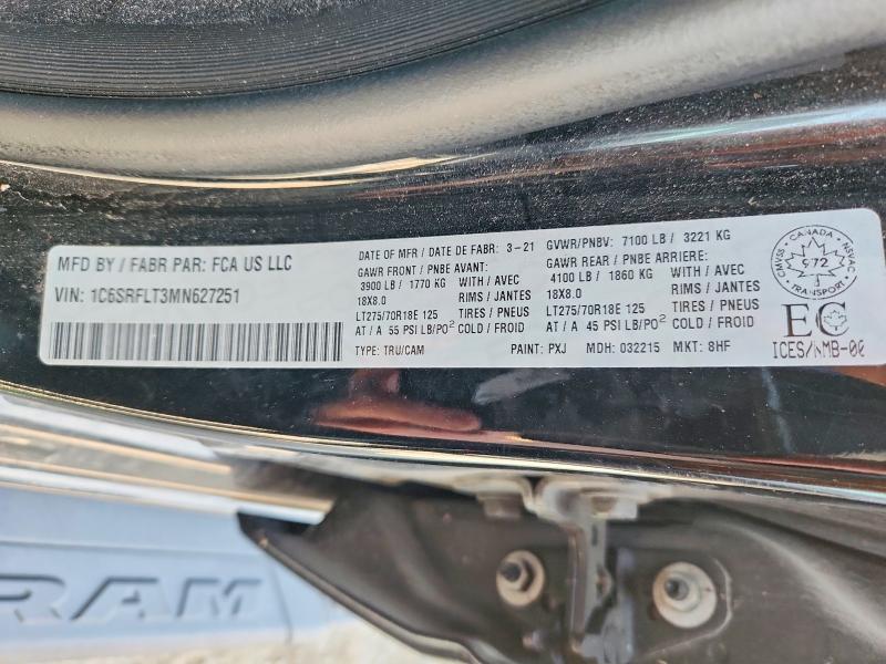 Auction sale of the 2021 Ram 1500, vin: 1C6SRFLT3MN627251, lot number: 64118856