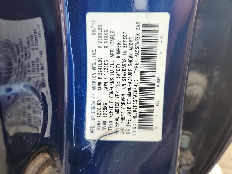 Продаж на аукціоні авто 2015 Honda Accord, vin: 1HGCR2F35FA266490, номер лоту: 63767046