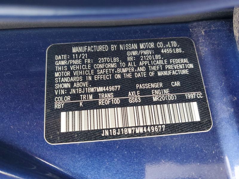 Продажа на аукционе авто 2021 Nissan Rogue Sport, vin: JN1BJ1BW7MW449677, номер лота: 66542406